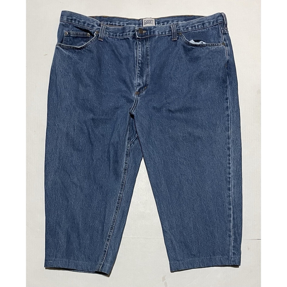 Diamond Gusset Jeans Defender Motorcycle Blue Denim Mens 46 X 22 Cropped Altered